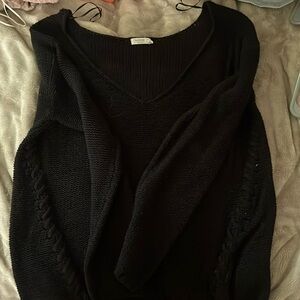 black sweater, new condition, braided pattern